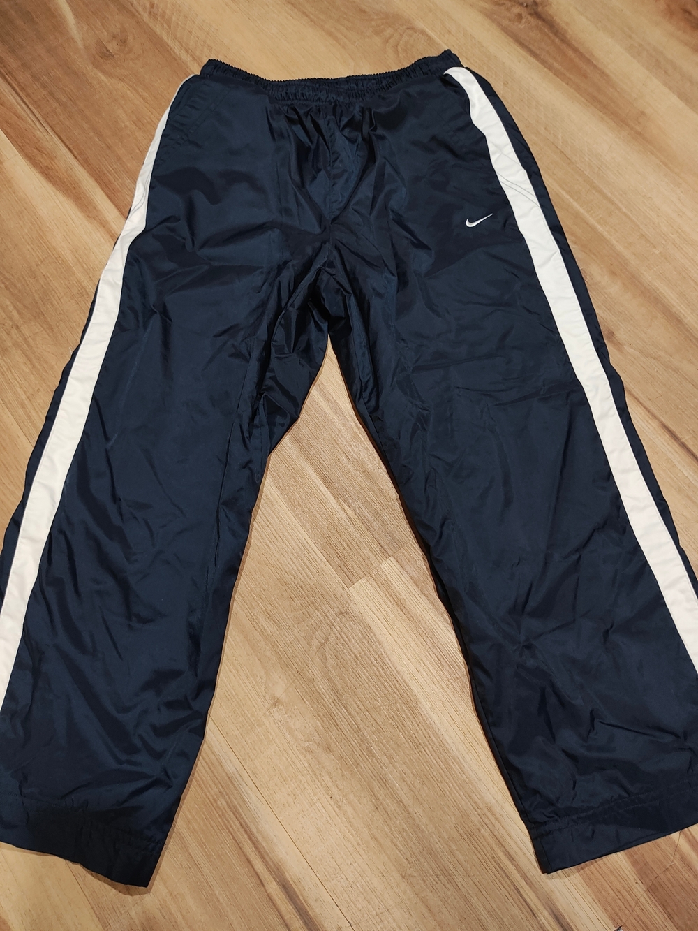 Vintage Nike Navy Track Pants with White Side Stripes